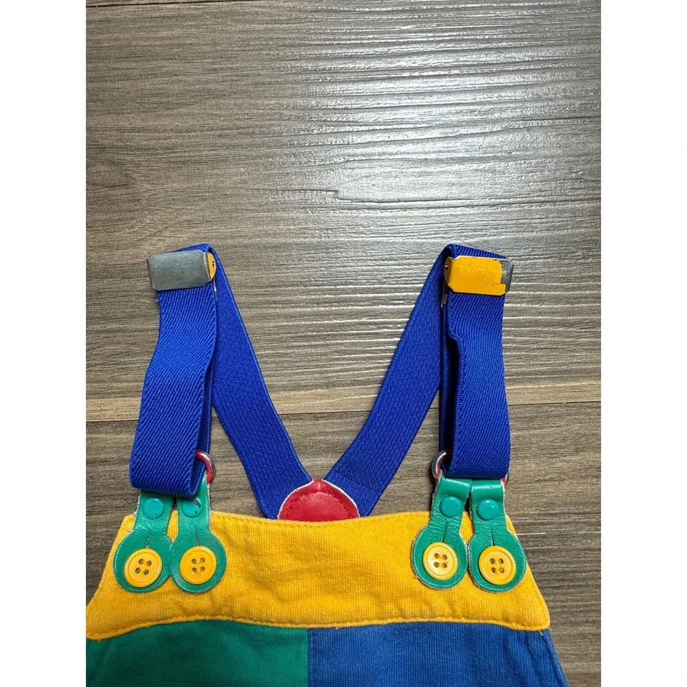 Gymboree Overalls 6-12M Multicolor Vintage Rainbow Tag Dinosaur Colorblock 90s